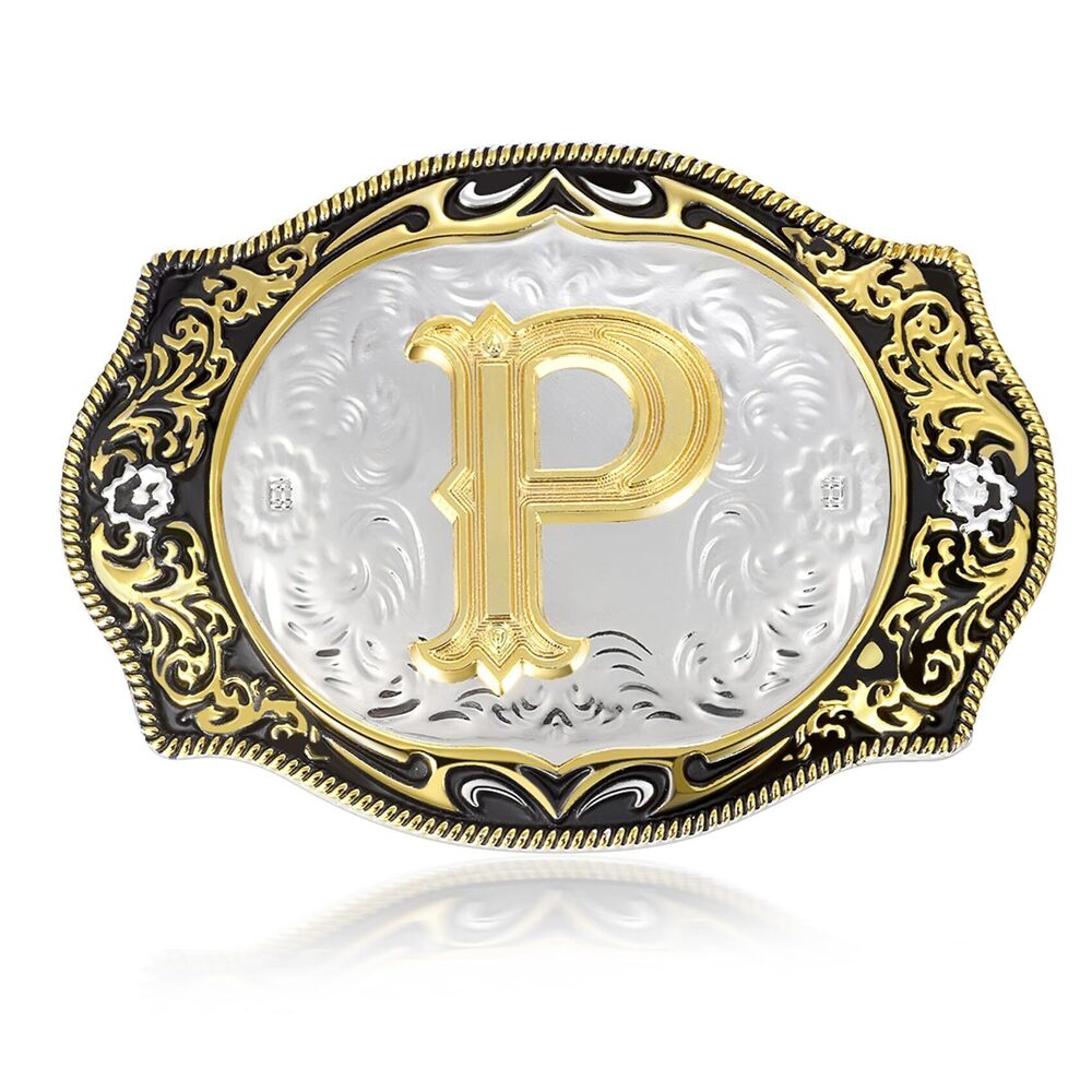 6388 Western Initial Letters Belt Buckle ABCDEFG to XYZ Golden Alphabet